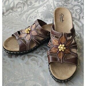 Clarks Lexi Myrtle Brown Slide On Sandal Sz 8M